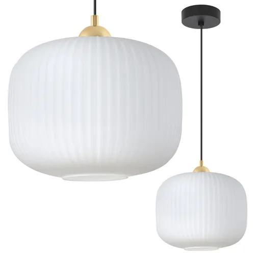 LAMPA WISZĄCA RIFFLE CZARNO-ZŁOTA 1-PŁ BIAŁY WALEC 25CM E27