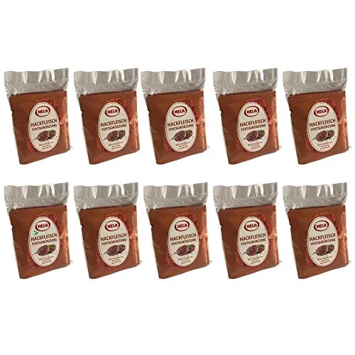 Hela Hackfleisch Fertigwürzung - 10 Sets mit 50 Beuteln - Kräutergewürz für perfektes Hackfleisch, ideal für schnelle und schmackhafte Gerichte, 50 Beutel à 7g für einfache Portionierung.