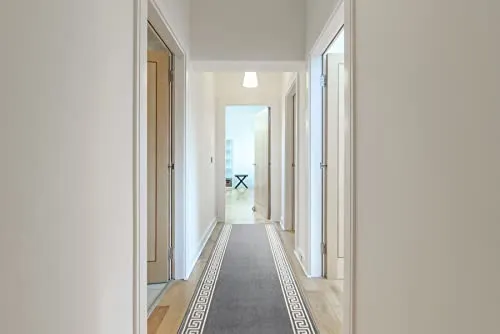 rugsx Läufer BCF MORAD Grek - Griechisches Muster in Grau - Matte für Flur, Küche & Eingangsbereich - Teppichläufer 100x490 cm