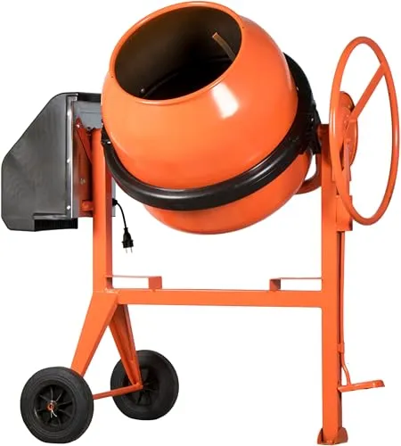 SIRL PRO160TD Profi Betonmischer 230V Mischmaschine Beton Mörtel Zementmischer (150 Liter Trommelvolumen, 850 Watt Motorleistung, Zahnkranz aus Gusseisen, Zahnkranzschutz, IP45, Fußbremse) orange