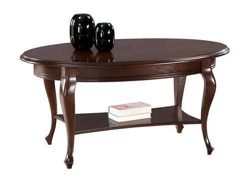 Eleganter Couchtisch aus massivem Holz im Art-déco-Stil - Klassischer Kaffeetisch aus hochwertigem Massivholz, ovaler Form und edlem Design. Ideal für Ihr Wohnzimmer, Maße: 120 x 75 x 57 cm, bietet einen stilvollen Mittelpunkt für gesellige Abende.