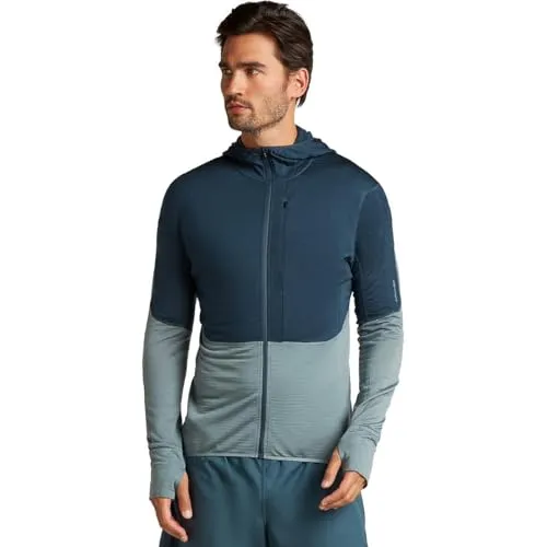 Icebreaker M Mer 200 Realfleece Descender Abyss/Blue ASH/CB - L - Bequemes Merinowoll-Shirt für aktive Outdoor-Abenteuer. Mit atmungsaktivem Cool-Lite-Material, versteckter Brusttasche und Daumenschlaufen für optimalen Tragekomfort.