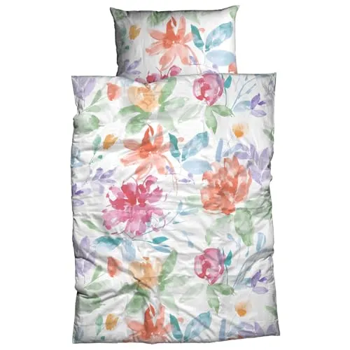 Traumschlaf Mako Satin Bettwäsche Florina 2 Multicolor - Bettwäsche-Set aus 100% ägyptischer Baumwolle, klimaausgleichend und atmungsaktiv für höchsten Schlafgenuss. Pflegeleicht und langlebig mit hochwertigem Qualitätsreißverschluss.