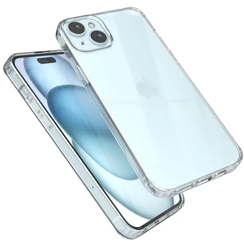 EAZY CASE Premium Crystal TPU Hülle kompatibel mit iPhone 15 Plus Silikon mit Kameraschutz, Slimcover, Handyhülle, Silikonhülle, Backcover, Durchsichtig, Klar/Transparent