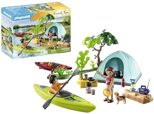 PLAYMOBIL Family Fun 71425 - Spannendes Naturabenteuer am Zeltplatz für Kinder ab 4 Jahren, fördert Kreativität und Fantasie mit 54-teiligem Zubehör