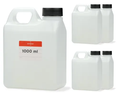 OCTOPUS Kanister 5x 1000ml HDPE mit Schraubverschluss - Praktische 5er-Packung 1000ml Kanister aus HDPE für Flüssigkeiten, Pulver und Lebensmittel, luft- und wasserdicht mit Doppelsicherung, ideal für Haushalt und Camping.
