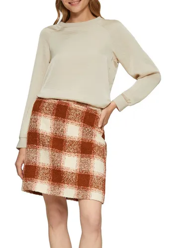 s.Oliver Langarmbluse in Satin Qualität beige 42 - Blusen aus 100% Polyester in eleganter Satin-Qualität, ideal für einen lässigen Look mit Rundhalsausschnitt und Rippbündchen für zusätzlichen Komfort.