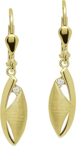 GoldDream Paar Ohrhänger GoldDream 333 Gold weiß Ellipse Zirkonia (Ohrhänger), Damen Ohrhänger Ellipse aus 333 Gelbgold - 8 Karat, Farbe: gold, weiß
