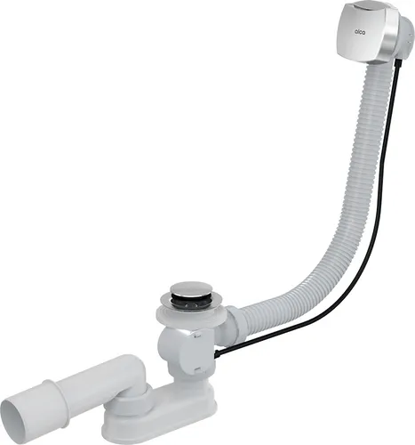 Alcadrain A51CR Badewannen Ab- und Überlaufgarnitur Automat komplett - Sanitärinstallation, hochwertige verchromte Garnitur mit geruchsverschließendem Drehablaufbogen und flexibler Siphonlänge für optimale Wasserentsorgung.