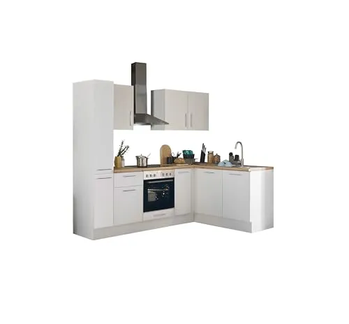 Turin L Eckküche 240 x 211 x 60 cm - Moderne Küche in Artisan-Eiche Optik - MODERNES DESIGN - Diese Winkelküche in mattem Weiß mit Artisan Eiche Optik bietet viel Stauraum und clevere Aufbewahrungslösungen. Einfach zu montieren und individuell anpassbar. Maße: 240 x 211 x 60 cm.
