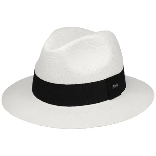 Lipodo White Traveller Strohhut Made in Italy Damen Herren Frühling Sommer weiß M (56-57 cm)