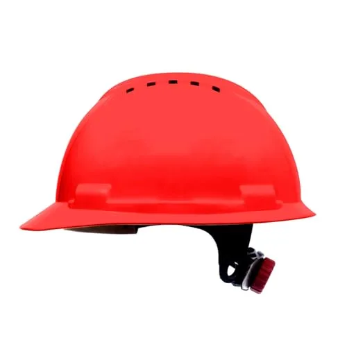 Stenso BBU Bauhelm SP200T Schutzhelm Bauarbeiterhelm - EN 397 Zertifiziert, Leicht & Belüftet, HDPE, 4-Punkt-Befestigung, Kurzes Visier, Schraubenverstellung, 348g, Zubehör-Öffnungen Rot x 1