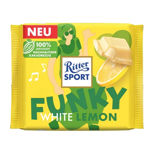 Ritter Sport White Lemon mit aufgeschlagener Zitronencreme Tafel 100g