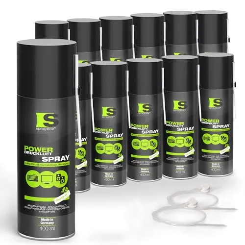 Spraytive Power Druckluftspray 400ml mit Sprühverlängerungen - Effektive Reinigung von schwer zugänglichen Stellen: Das Spraytive Druckluftspray entfernt Staub und Schmutz kontaktlos. Mit 10cm und 50cm Sprühverlängerungen für präzise Anwendung, ideal für empfindliche Geräte. Qualität - Made in Germany.