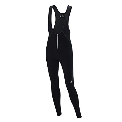 Airtracks Herren Winter Thermo Fahrradhose Lang mit Trägern Comfort Line Trägerhose Fahrrad Hose Radhose Radlerhose Gepolstert Warm- schwarz-Silber - M