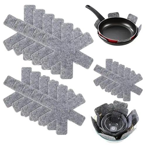 14Stück Pfannenschutz, 38/33/22 cm Pfannenschutz Stapelschutz, Topfschoner, Pfannenschoner Filz, Kratzfest, geeignet für Pfannen, Töpfe, Schüsseln (grau)
