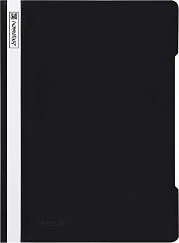 Baier & Schneider Brunnen 102011090, Schnellhefter PVC für A4, kräftige Kunststofffolie, 25 Stück schwarz