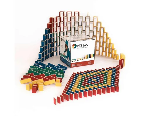 Produktbild Pestas Spielesammlung 500 bunte Dominosteine aus Birkensperrholz mit Anleitung