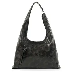 FredsBruder Ever Faded Schultertasche Leder 38 cm  schwarz