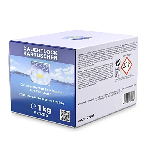 Paradies Pool Flockkartuschen 8x125g = 1 kg für Sandfilteranlagen zur Trübungsbeseitigung Schwebstoffe Skimmer