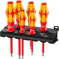 i/6 Rack Schraubendrehersatz Kraftform Plus Serie 100 - 6-teiliges Handwerkzeug-Set mit Lasertip für präzises Arbeiten und praktischem Rack zur Wandmontage.