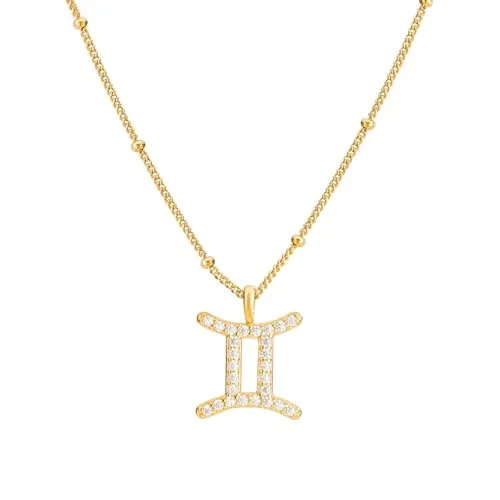 Brandlinger ® Sternzeichen Halskette Damen Silber 925 - Ketten für Damen, handgefertigte Halskette mit 18 Karat Vergoldung und Zirkonia, verstellbare Länge 45-50cm, perfekt als Geschenk für Frauen und Mädchen.