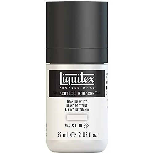 Liquitex 2059432 Professional Acryl Gouache - Titanweiß , 59ml Flasche, matt - Acrylfarbe mit Gouache Eigenschaften, Hochdeckend, Wasserfest & Lichtecht