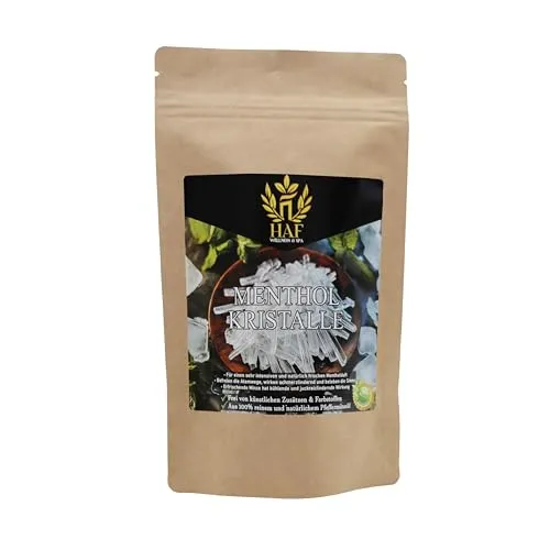 HAF Mentholkristalle 50g im Beutel | Saunakristalle aus 100% reinem Minzöl | Sauna Zubehör | Saunaaufguss | Befreit die Atemwege & sorgt für intensiven Duft in der Sauna | Qualität: Made in Germany