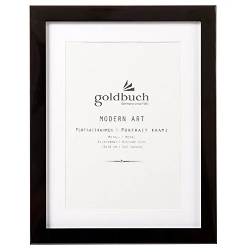 goldbuch 960293 Portraitrahmen Modern Art, Bilderrahmen für 1 Bild im Format 13 x 18 cm, Galerierahmen mit Aufsteller und weißem Passepartout, Metallrahmen, Einzelrahmen, Foto Rahmen, Metall, Schwarz