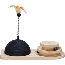 Designed by Lotte Kratz- und Spielturm Maia – Elegantes Katzenmöbel - Vielseitiger Kratz- und Spielturm aus robustem Holz mit integriertem Kratzball und versteckten Holzkugeln. Fördert Spielspaß und Krallenpflege für Katzen aller Rassen.