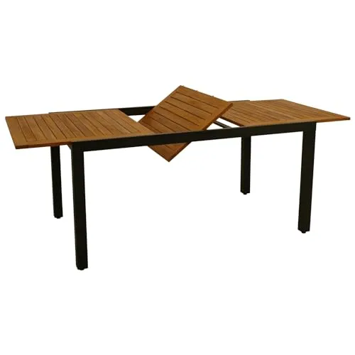 DEGAMO Ausziehtisch MILOS 150/200x90cm - Gartentisch aus Aluminium und geöltem Akazienholz, FSC®-zertifiziert, wetterfest und ideal für gesellige Abende im Freien.