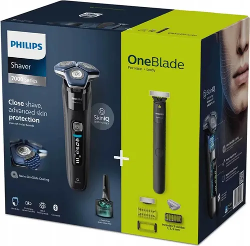 Philips Rasierapparate 7000 Series S7886 - Schnurloser Rasierer in Nachtschwarz mit OneBlade - Elektrische Rasierer, leistungsstark und hautschonend, ideal für präzises Trimmen und Rasieren.