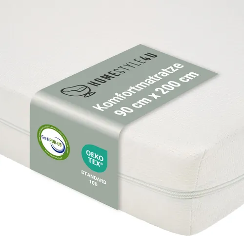 Homestyle4u 1945 Kindermatratze 90x200 cm - Hochwertige 12 cm hohe Komfortschaummatratze für Kinder- und Jugendbetten, atmungsaktiv und allergikerfreundlich, ideal für erholsamen Schlaf.