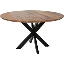 bene living Esstisch Avola - Runde 110 cm aus Mangoholz mit Kreuzgestell - Moderner runder Esstisch aus hochwertigem Mangoholz mit stabilem Metallgestell. Ideal für kleinere Räume, bietet Platz für gesellige Mahlzeiten. Ein einzigartiges Möbelstück für jeden Einrichtungsstil.