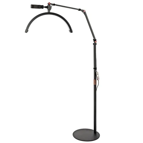 Produktbild Halbmond-Bodenfülllicht 20W LED Beauty Licht dimmbar 360° drehbar Telefonhalter