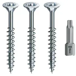 SPAX Schraubensets - 3 Größen TG Silber für präzises Arbeiten - Zubehör für Elektrowerkzeug: 3 verschiedene Größen mit Wellenprofil für einfaches Durchtrennen der Holzfaser und keine Vorbohrung nötig. Inklusive Bits für müheloses Arbeiten.