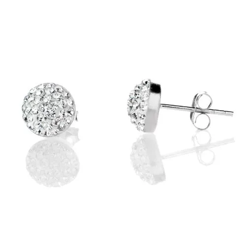 Karisma Damen Ohrstecker Halbkugel - Silber 925 mit Kristall Elements - Weiss 1044E-Größe 8mm