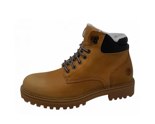 Lumberjack Herren Winterboots RIVER 2 - Beige Glattleder, Größe 42 - Wanderschuhe mit warmem Teddyfutter für optimale Wärme und Komfort an kalten Wintertagen. Robustes Design mit modernen Ziernähten und verstärktem Fersenbereich für Stabilität.
