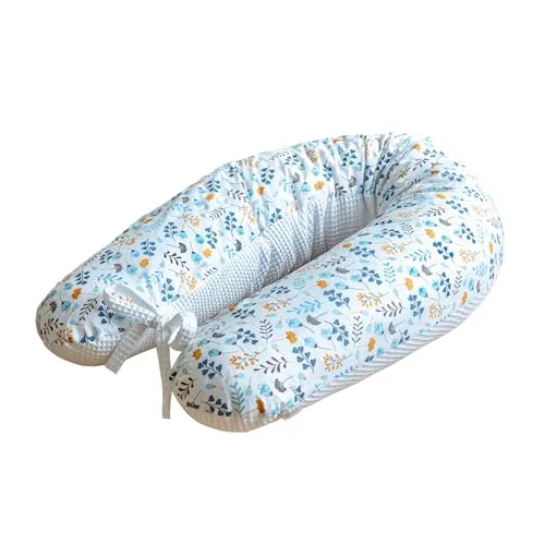 LOOLAY Schwangerschaftskissen - Ergonomisches Stillkissen 170 cm aus 100% Baumwolle - Kissen für Schwangere und Seitenschläfer, ergonomische Form entlastet Wirbelsäule und Nacken, mit abnehmbarem Bezug für einfache Reinigung.