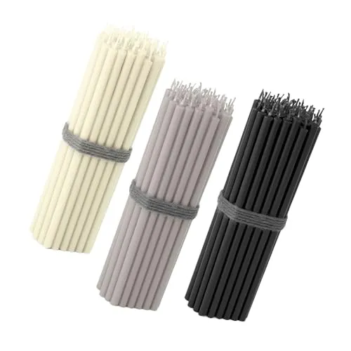 NKlaus 150er Stabkerzen Set – Elegante Kerzen in Creme, Grau & Schwarz - Stilvolles Set mit 150 tropffreien Stabkerzen (16 cm) in modernen Farben. Ideal für Hochzeiten, Events und Gastronomie. Sauberes Brennverhalten sorgt für eine angenehme Atmosphäre.