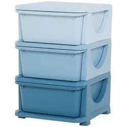HOMCOM Schubladenschrank für Kinder - Truhen & Kisten für Kinder mit drei Aufbewahrungsboxen, ideal für Spielzeug und Kleidung. Sicheres, pflegeleichtes Design mit abgerundeten Kanten und praktischen Griffen, fördert die Selbstständigkeit beim Aufräumen.