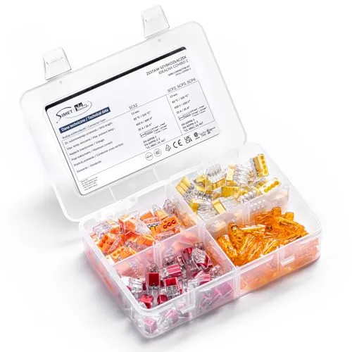 SIMET Verbindungsklemmenset 120 Stück | Schnellverschluss-Steckern, Schnellverschluss-Kupplungen, Hebelklemmen für Drähte und Mehrfachdrähte, für den Einsatz in Hausinstallationsdosen und Großanlagen