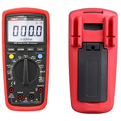 UNI-T UT139C CAT III 600V UT139 Series True RMS Digital Multimeter with Frequency,NCV,Resistance, Voltage,Temperature measurement,Red/Grey