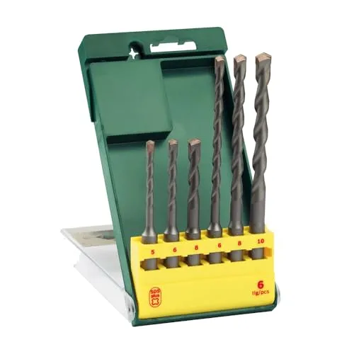 Bosch Accessories 6 tlg. SDS plus-1 Bohrer Set - Hochleistungsbohrer für Beton, Naturstein und Mauerwerk, ideal für anspruchsvolle Anwendungen