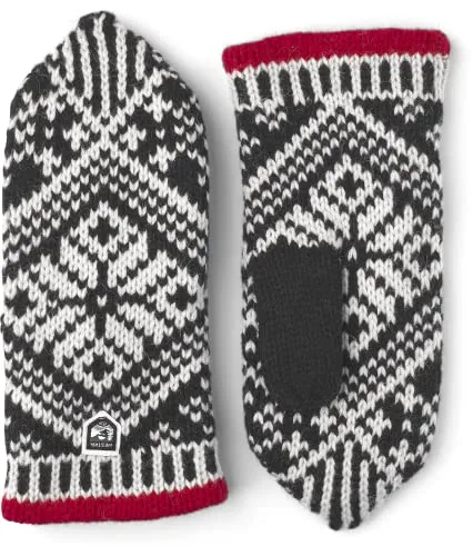 Hestra Nordic Wool Fäustlinge Fausthandschuhe Strickhandschuhe Handschuhe Wollhandschuhe Damen - Winter Herbst-Winter - 10 HS schwarz-weiß