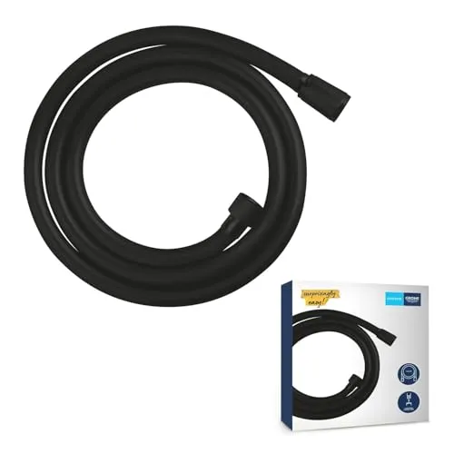 GROHE Vitalioflex Trend, Duschschlauch 1,50m (flexibler knickfester Brauseschlauch für die Dusche, druckbeständig, universaler Anschluss, keine Dichtungsringe notwendig), schwarz, 287412432