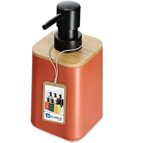 KADAX Seifenspender mit Pumpe, Pumpspender in 6, Flüssigflasche mit Deckel aus Bambus, Seifendosierer für Badezimmer, Küche und Waschküche (Rosa)