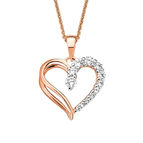 Amor Kette mit Herz-Anhänger aus 925 Sterling Silber - Elegante Damenkette mit funkelndem Zirkonia-Herz-Anhänger, 45 cm lang, in Roséfarben. Perfektes Geschenk für besondere Anlässe in einer schönen Schmuck Geschenk Box.