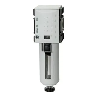Filter »FUTURA« mit PC-Behälter - Druckluftzubehör mit Schutzkorb, 5 μm Filtration, ideal für effiziente Druckluftanwendungen und hervorragende Durchflusswerte.