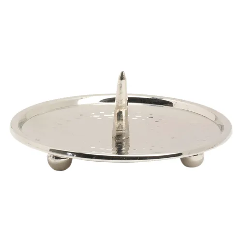 NKlaus Kerzenteller Ø 10cm - Hochwertiger vernickelter Messingteller mit Dorn - Kerzenständer aus vernickeltem Messing, handgearbeitet und glänzend. Ideal für Kerzen bis Ø 8 cm, schützt vor Wachs- und Hitzeschäden.